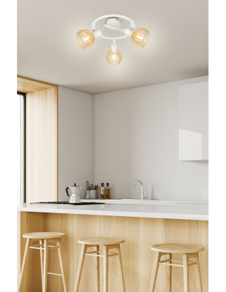 CANDELLUX ATARRI LAMPA SUFITOWA SPIRALA 3X25W E14 BIAŁY+DREWNO 98-68125