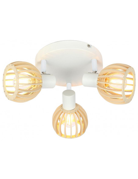 CANDELLUX ATARRI LAMPA SUFITOWA PLAFON 3X25W E14 BIAŁY+DREWNO 98-68118