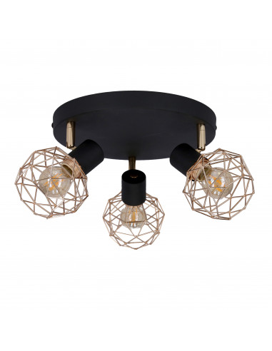 CANDELLUX ACROBAT LAMPA SUFITOWA PLAFON 3X40W E14 CZARNY KLOSZ ZŁOTY 98-66466