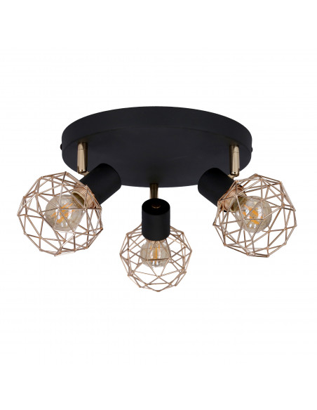 CANDELLUX ACROBAT LAMPA SUFITOWA PLAFON 3X40W E14 CZARNY KLOSZ ZŁOTY 98-66466
