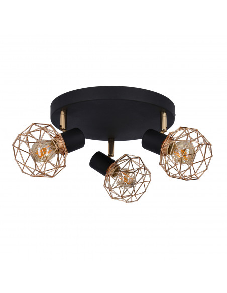 CANDELLUX ACROBAT LAMPA SUFITOWA PLAFON 3X40W E14 CZARNY KLOSZ ZŁOTY 98-66466