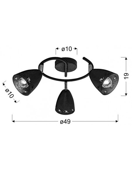 CANDELLUX COTY LAMPA SUFITOWA SPIRALA 3X40W E14 CZARNY 98-67180
