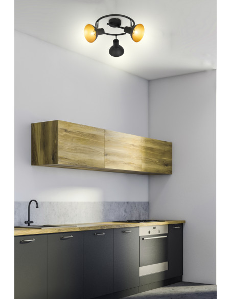 CANDELLUX DISO LAMPA SUFITOWA SPIRALA 3X40W E27 CZARNY+ZLOTO 98-63434