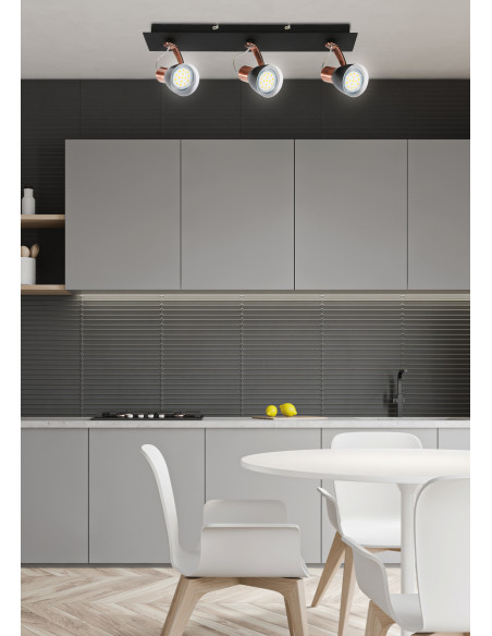 CANDELLUX MARKUS LAMPA SUFITOWA LISTWA 3X50W GU10 CZARNY+MIEDZIANY BEZ ŻARÓWKI 93-35608-M