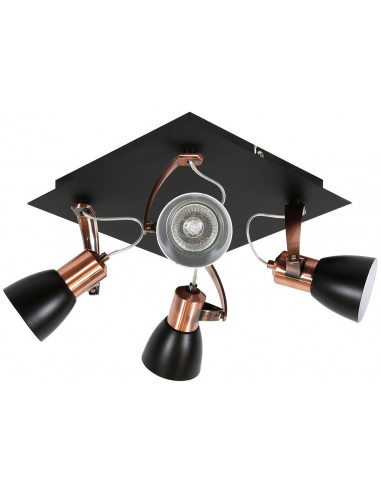 CANDELLUX MARKUS LAMPA SUFITOWA PLAFON 4X50W GU10 CZARNY+MIEDZIANY BEZ ŻARÓWKI 98-35639-M
