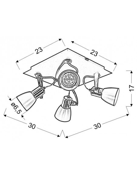 CANDELLUX MARKUS LAMPA SUFITOWA PLAFON 4X50W GU10 CZARNY+MIEDZIANY BEZ ŻARÓWKI 98-35639-M