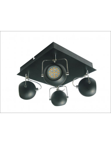 CANDELLUX TONY LAMPA SUFITOWA PLAFON 4X3W LED GU10 CZARNY MATOWY 98-25036