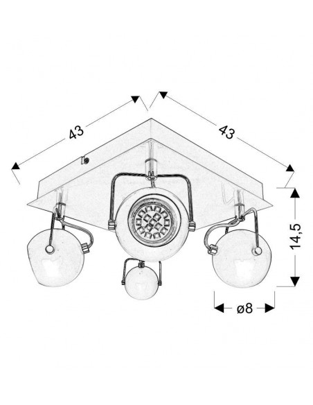 CANDELLUX TONY LAMPA SUFITOWA PLAFON 4X3W LED GU10 CZARNY MATOWY 98-25036