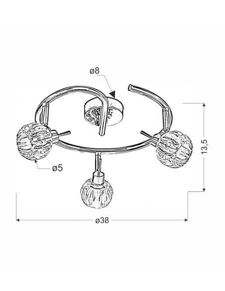 CANDELLUX BOMBOLA LAMPA SUFITOWA SPIRALA 3X40W G9 CHROM BEZ ŻARÓWEK 98-70326