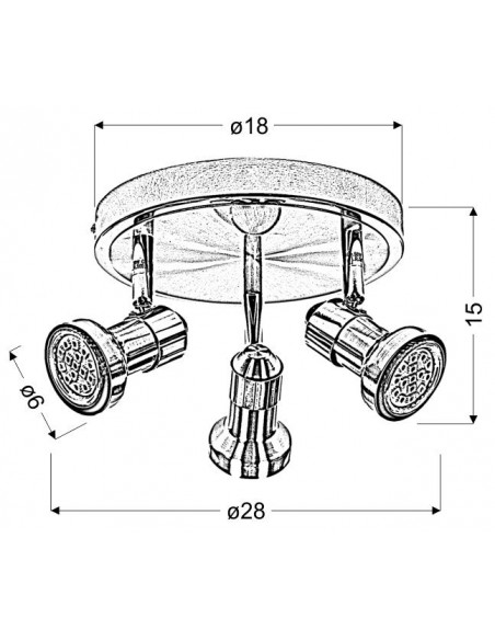 CANDELLUX ARKON LAMPA SUFITOWA PLAFON 3X50W GU10 SAT NIKIEL+CHROM BEZ ŻARÓWEK 98-60051