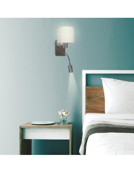 CANDELLUX SYLWANA LAMPA KINKIET 1X40W E14 + LED Z WYŁĄCZNIKIEM CHROM / BIAŁY 21-28648