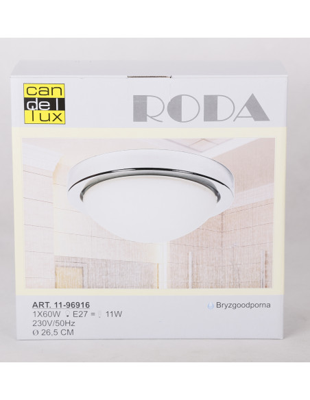 CANDELLUX RODA LAMPA SUFITOWA PLAFON 265 1X60W E27 CHROM IP44 11-96916