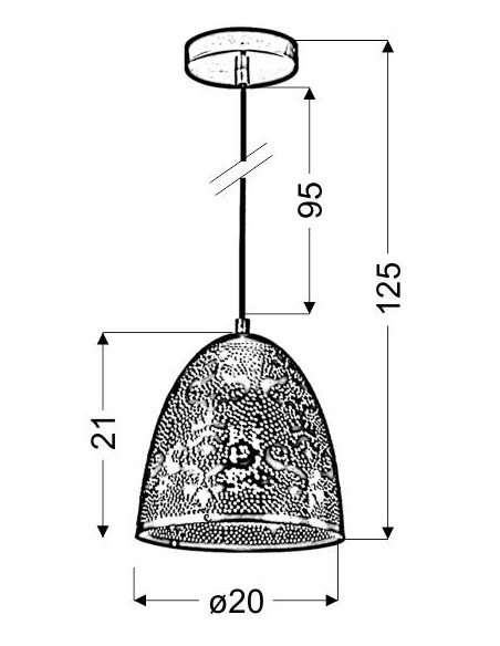 CANDELLUX BENE LAMPA WISZĄCA 20/21 STOŻEK 1X60W E27 AŻUROWY BIAŁY 31-70340