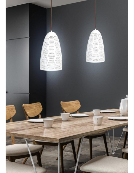 CANDELLUX BENE LAMPA WISZĄCA 20/33 STOŻEK 1X60W E27 AŻUROWY BIAŁY 31-70593