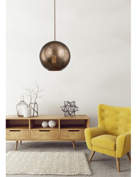 CANDELLUX SFINKS LAMPA WISZĄCA 25 KULA W 1X60W E27 AŻUROWY JASNO BRĄZOWY 31-43276