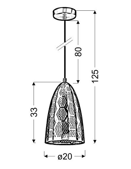 CANDELLUX SFINKS LAMPA WISZĄCA 20/33 STOŻEK 1X60W E27 AŻUROWY MIEDZIANY 31-43313