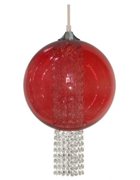 CANDELLUX ALLANI LAMPA WISZĄCA 25 1X60W E27 CZERWONY Z KRYSZTAŁKAMI 31-26699