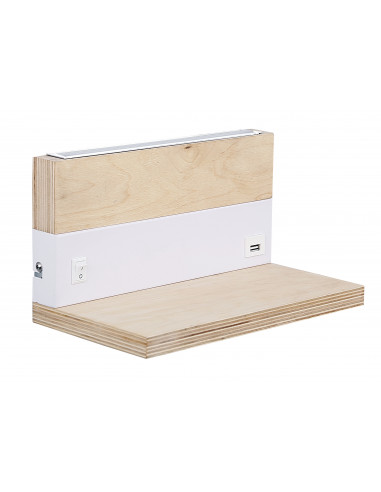 CANDELLUX ANET LAMPA KINKIET DREWNIANY Z PÓŁKĄ 2X4W LED 4000K MASKOWNICA BIAŁA 22-03386
