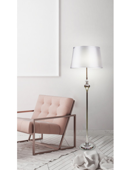 CANDELLUX PRIMA LAMPA PODŁOGOWA CHROMOWY 1X60 E27 ABAŻUR SREBRNY 51-03683