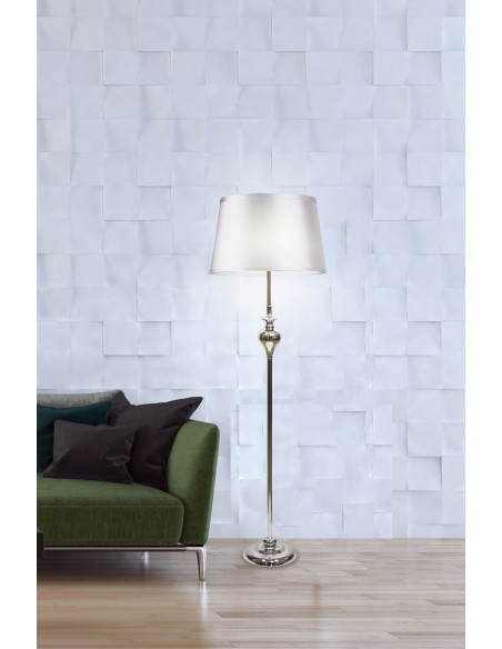 CANDELLUX PRIMA LAMPA PODŁOGOWA CHROMOWY 1X60 E27 ABAŻUR SREBRNY 51-03683