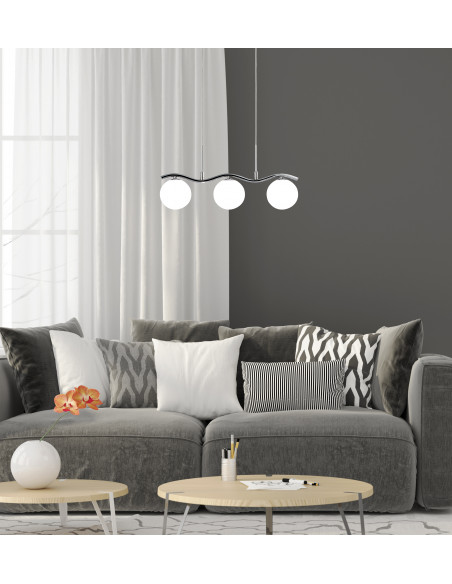 CANDELLUX Ramon lampa wisząca chromowy 3x40w g9 klosz biały 33-01405
