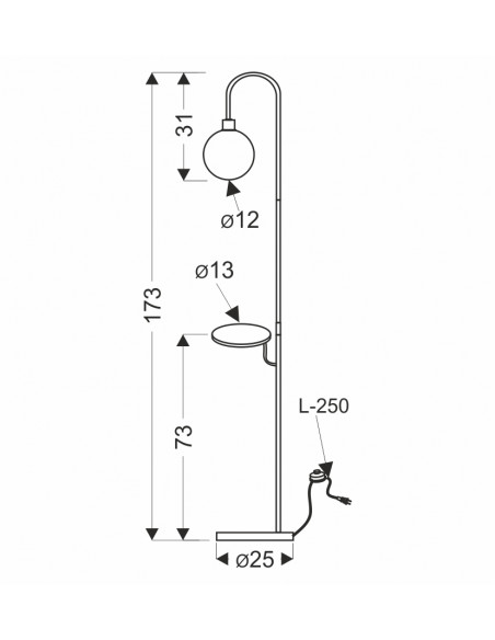 CANDELLUX VANITY LAMPA PODŁOGOWA CZARNY 1X40W G9 51-00057