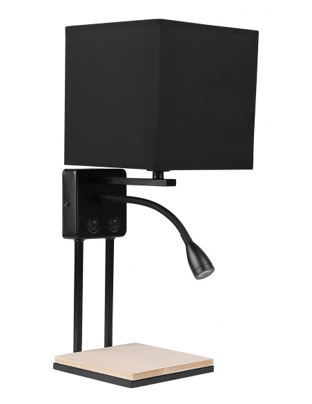 CANDELLUX Theo lampa kinkiet czarny 1x40w e14 + 2w led abażur czarny z włącznikami 21-76885
