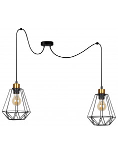 CANDELLUX Primo p lampa wisząca czarny+złoty 2x60w e27 klosz czarny 32-00286