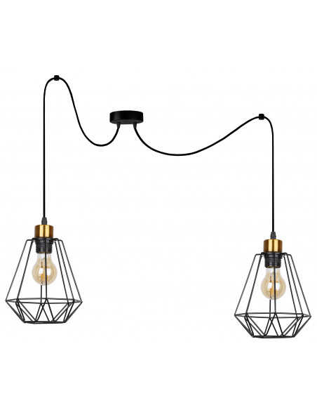 CANDELLUX Primo p lampa wisząca czarny+złoty 2x60w e27 klosz czarny 32-00286