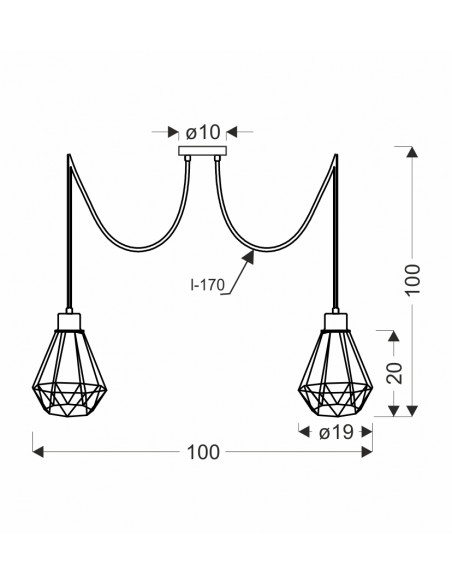 CANDELLUX Primo p lampa wisząca czarny+złoty 2x60w e27 klosz czarny 32-00286