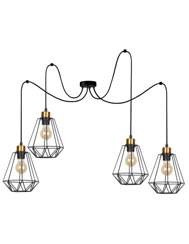 CANDELLUX Primo p lampa wisząca czarny+złoty 4x60w e27 klosz czarny 34-00309