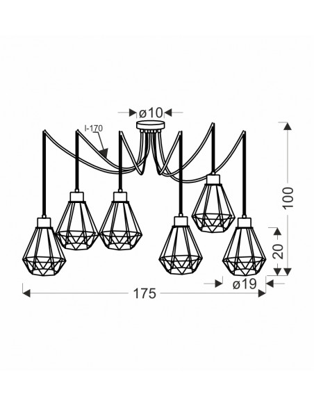 CANDELLUX Primo p lampa wisząca czarny+złoty 6x60w e27 klosz czarny 36-00316