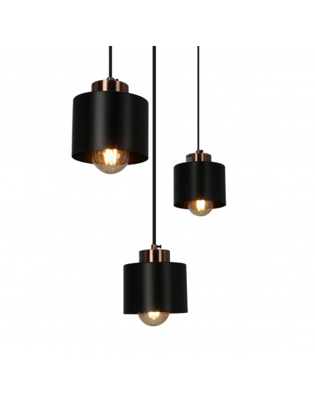 CANDELLUX OLENA LAMPA WISZĄCA CZARNA 3X60W E27 KLOSZ CZARNY 33-79022