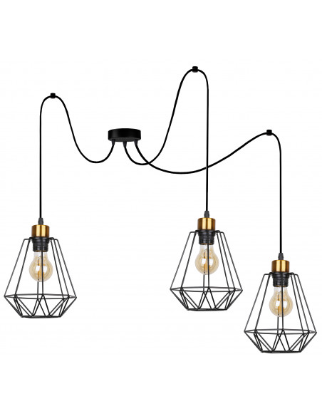 CANDELLUX Primo p lampa wisząca czarny+złoty 3x60w e27 klosz czarny 33-00293