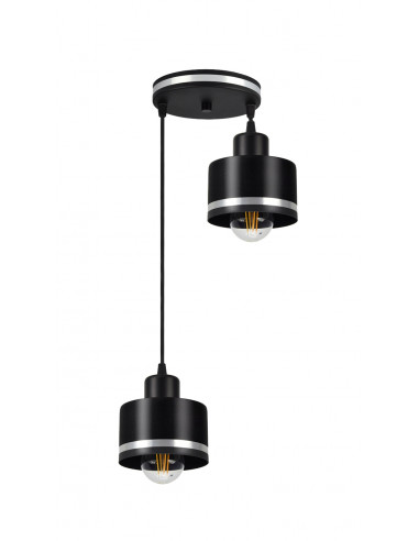 CANDELLUX Wama lampa wisząca czarny 2x40w e27 klosz czarny+srebrny 32-00477