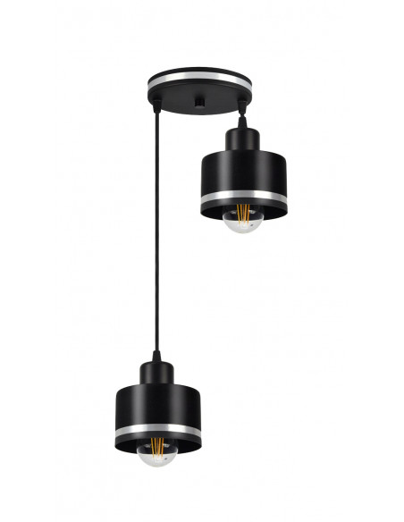 CANDELLUX Wama lampa wisząca czarny 2x40w e27 klosz czarny+srebrny 32-00477