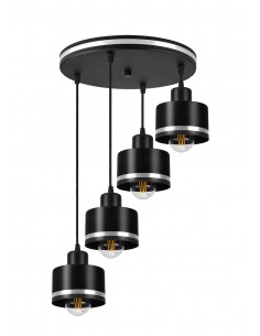 CANDELLUX Wama lampa wisząca czarny 4x40w e27 klosz czarny+srebrny 34-00491