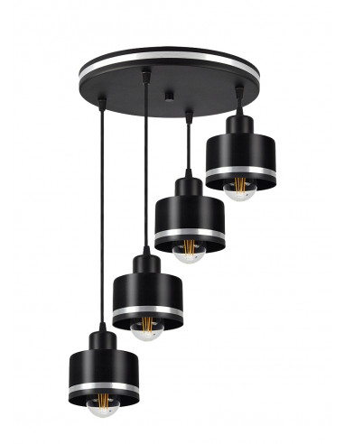 CANDELLUX Wama lampa wisząca czarny 4x40w e27 klosz czarny+srebrny 34-00491