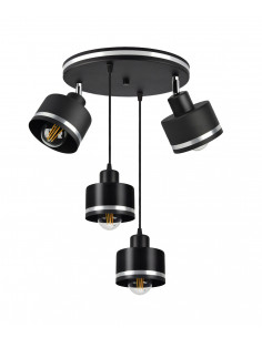 CANDELLUX Wama lampa wisząca czarny talerz 4x40w e27 klosz czarny+srebrny 34-00507
