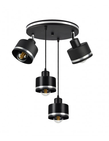 CANDELLUX Wama lampa wisząca czarny talerz 4x40w e27 klosz czarny+srebrny 34-00507