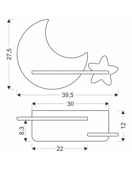 CANDELLUX MOON LAMPA KINKIET ŚCIENNY 5W LED IQ KIDS Z PRZEWODEM Z WŁ. I WTYCZKĄ  SZARY+ZŁOTY 21-75727