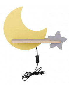 CANDELLUX MOON LAMPA KINKIET ŚCIENNY 5W LED IQ KIDS Z PRZEWODEM Z WŁ. I WTYCZKĄ ZŁOTY+SZARY 21-84460
