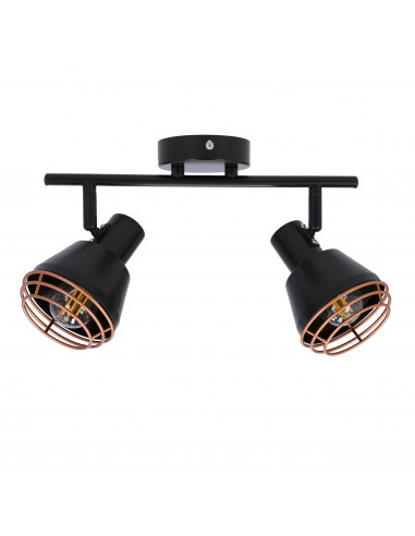 CANDELLUX Neria lampa sufitowa listwa czarny 2x40w e14 klosz miedziany 92-81780