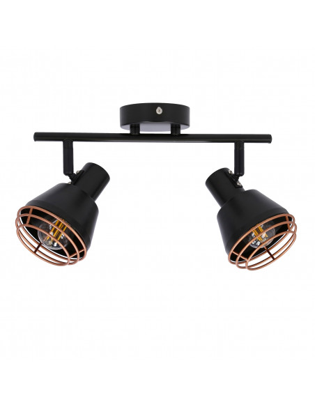 CANDELLUX Neria lampa sufitowa listwa czarny 2x40w e14 klosz miedziany 92-81780