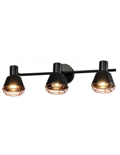 CANDELLUX Neria lampa sufitowa listwa czarny 3x40w e14 klosz miedziany 93-82572