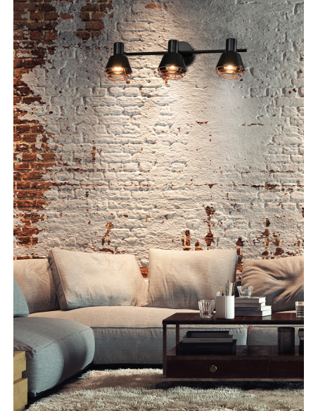 CANDELLUX Neria lampa sufitowa listwa czarny 3x40w e14 klosz miedziany 93-82572