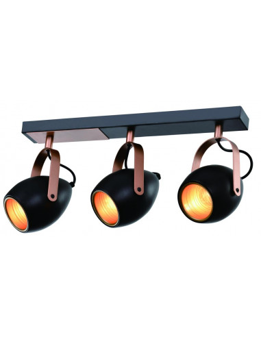 CANDELLUX Anica lampa sufitowa listwa czarny 3x40w e14 odbłyśnik złoty 93-82589