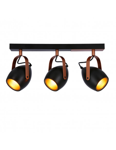 CANDELLUX Anica lampa sufitowa listwa czarny 3x40w e14 odbłyśnik złoty 93-82589