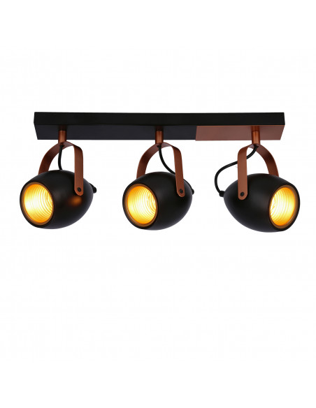 CANDELLUX Anica lampa sufitowa listwa czarny 3x40w e14 odbłyśnik złoty 93-82589