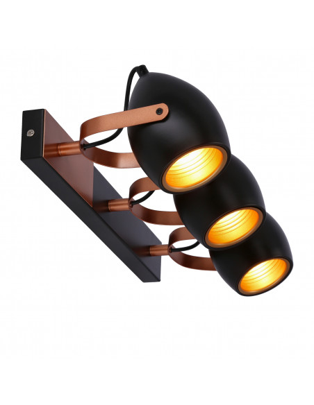 CANDELLUX Anica lampa sufitowa listwa czarny 3x40w e14 odbłyśnik złoty 93-82589